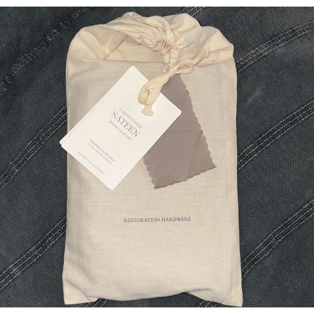 Restoration Hardware Sateen Euro Sham in Fog Gray 26x26” with 1" Flange 600 TC